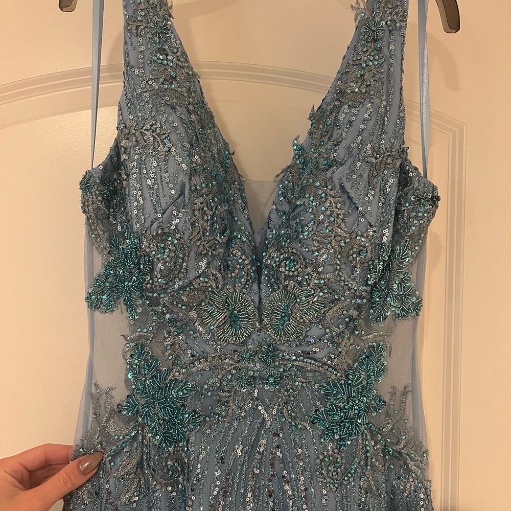 Portia & Scarlett Blue Embellished Evening Gown
